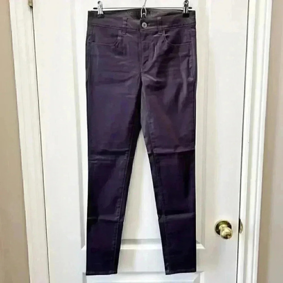 American Eagle Outfitters Coated High Rise  Skinny Jeans Jeggings Purple Size 4 - Picture 3 of 14